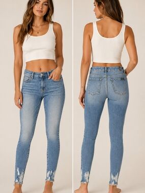 7 For All Mankind Ankle Skinny Distressed Jeans Size 28 Light Wash Stretch